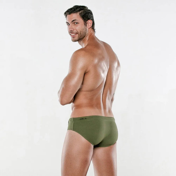 Code 22 Dive enhancing swim brief 23101 khaki green