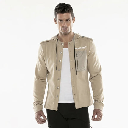 Code 22 hooded shirt jacket 9714 beige