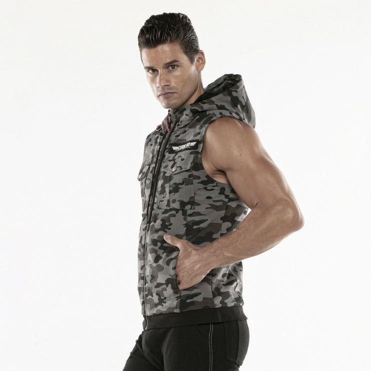 Code 22 sleeveless hoodie 9715 camouflage grey