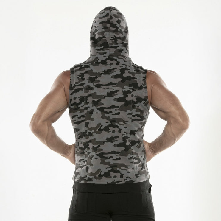 Code 22 sleeveless hoodie 9715 camouflage grey