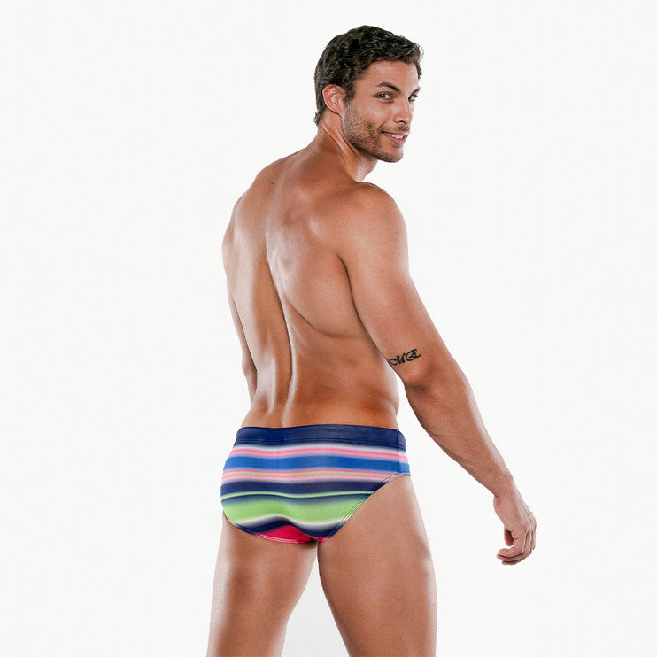 Code 22 Sunset enhancing swim brief 23121 striped