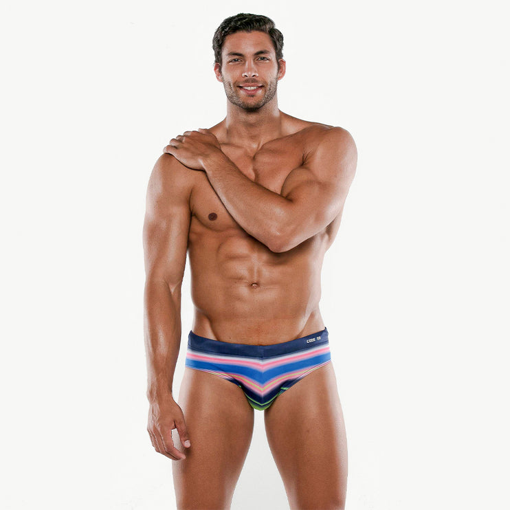 Code 22 Sunset enhancing swim brief 23121 striped