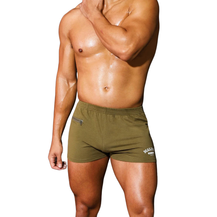 JJ Malibu Varsity 2" short w/zipper pocket olive