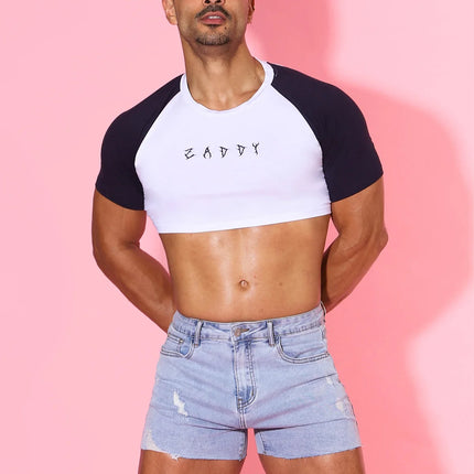 JJ Malibu Zaddy slim-fit crop top white/black