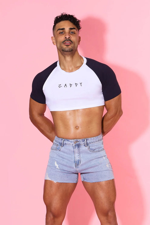 JJ Malibu Zaddy slim-fit crop top white/black