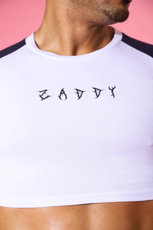 JJ Malibu Zaddy slim-fit crop top white/black