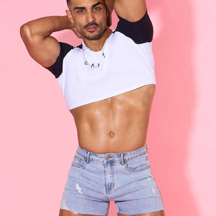 JJ Malibu Zaddy slim-fit crop top white/black