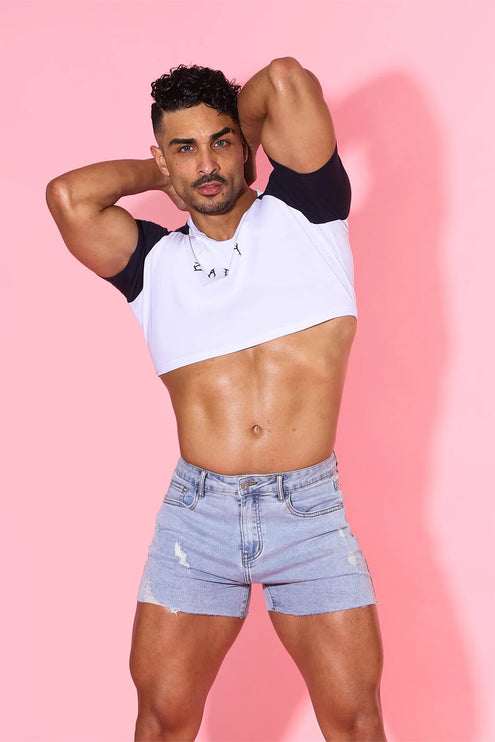 JJ Malibu Zaddy slim-fit crop top white/black