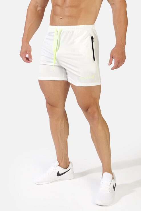 Jed North Agile 4" gym short w/zipper pockets white