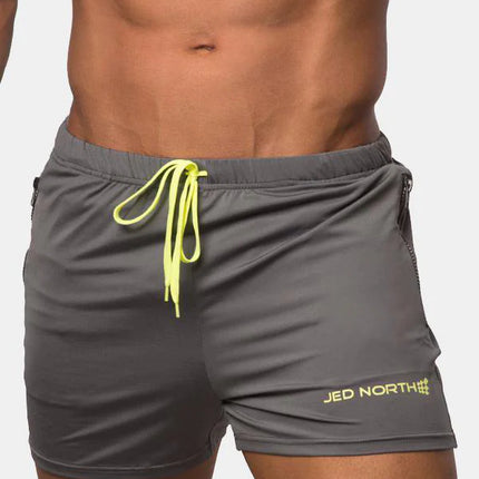 Jed North Agile 4" gym short w/zipper pockets grey