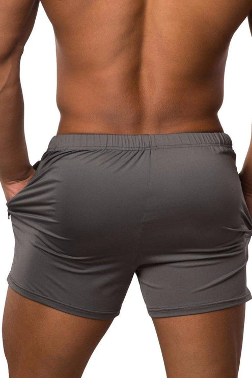 Jed North Agile 4" gym short w/zipper pockets grey