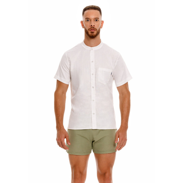 JOR Qatar short sleeve linen shirt white