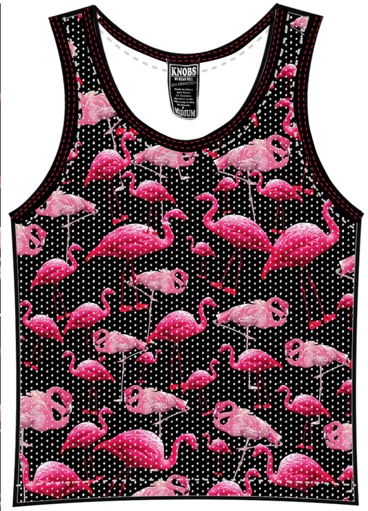 Knobs Flamingos tank mesh black