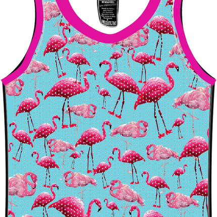 Knobs Flamingos tank mesh sky blue