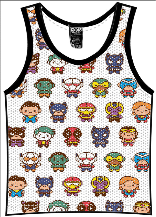 Knobs Super Heroes tank mesh white