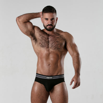 Locker Gear LK0123 ribbed cotton jockbrief black