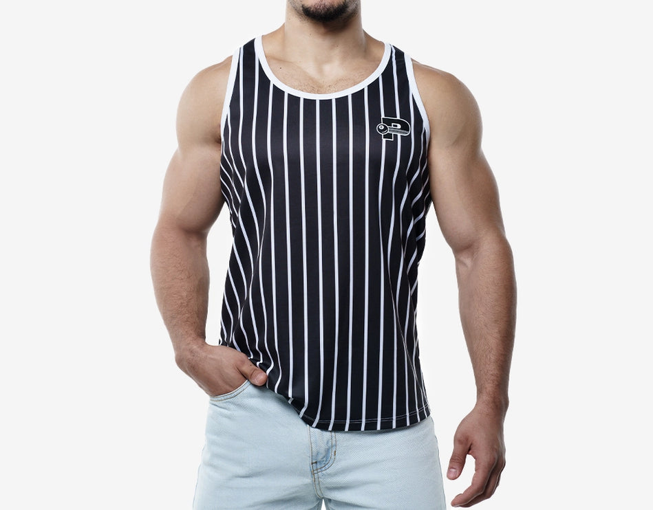 PUMP Striped slim fit tank black