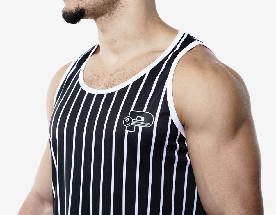 PUMP Striped slim fit tank black