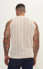 RNT23 crochet muscle tank beige