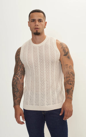 RNT23 crochet muscle tank beige