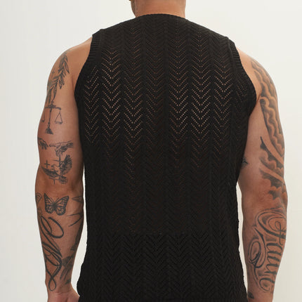 RNT23 crochet muscle tank black