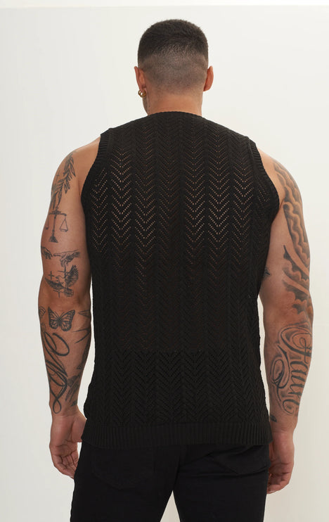 RNT23 crochet muscle tank black