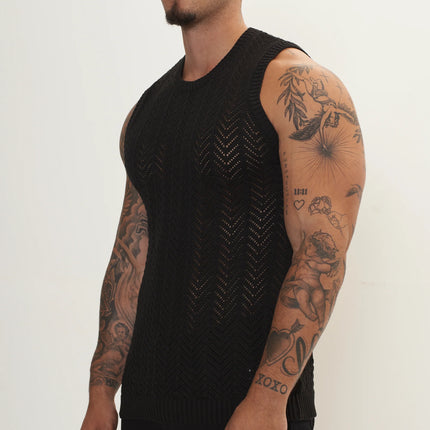 RNT23 crochet muscle tank black