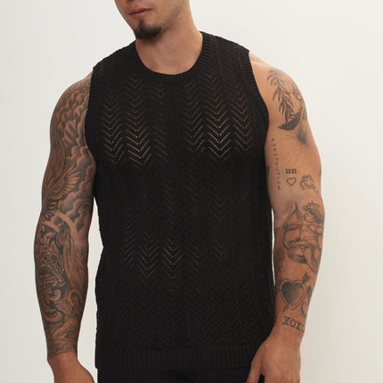 RNT23 crochet muscle tank black