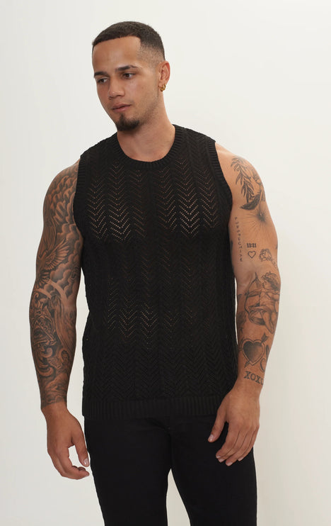 RNT23 crochet muscle tank black