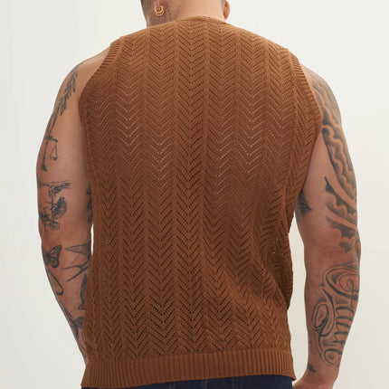 RNT23 crochet muscle tank brown