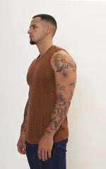 RNT23 crochet muscle tank brown