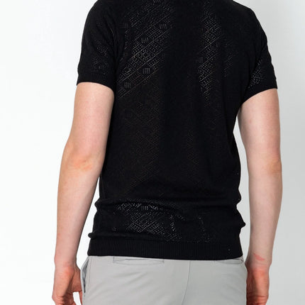 RNT23 Geometric crochet t-shirt black