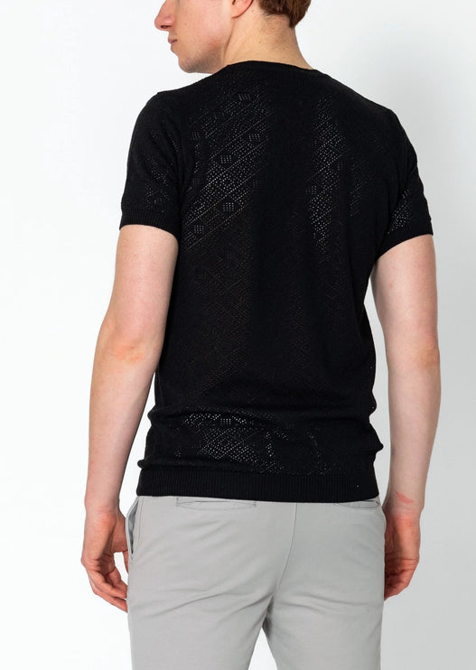 RNT23 Geometric crochet t-shirt black