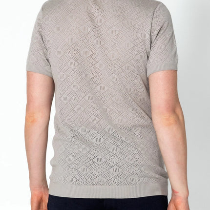 RNT23 Geometric crochet t-shirt grey