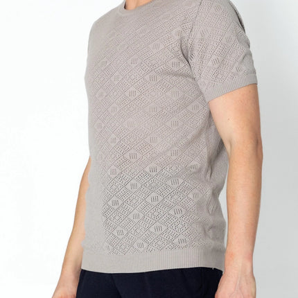 RNT23 Geometric crochet t-shirt grey