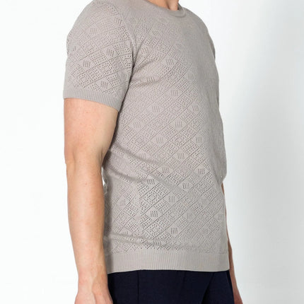 RNT23 Geometric crochet t-shirt grey