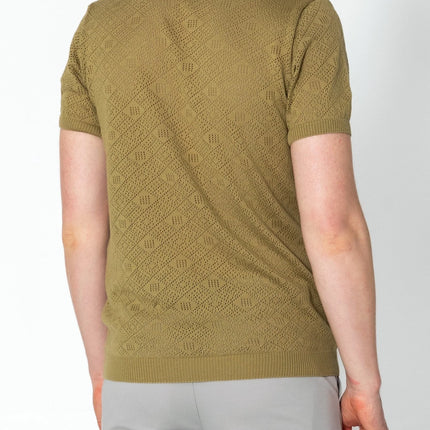 RNT23 Geometric crochet t-shirt green