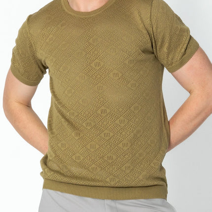 RNT23 Geometric crochet t-shirt green