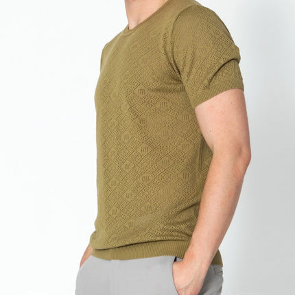 RNT23 Geometric crochet t-shirt green