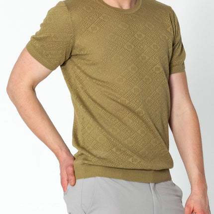 RNT23 Geometric crochet t-shirt green