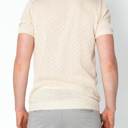 RNT23 Geometric crochet t-shirt beige