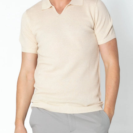 RNT23 jersey knit polo shirt beige