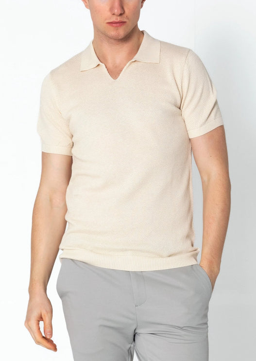 RNT23 jersey knit polo shirt beige