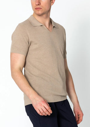 RNT23 jersey knit polo shirt stone