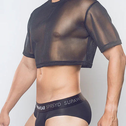 Supawear 3D mesh cropped top black