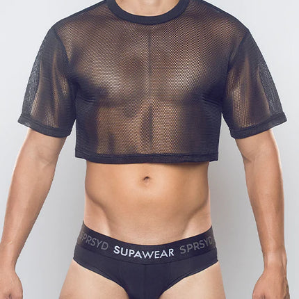 Supawear 3D mesh cropped top black