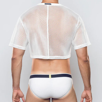 Supawear 3D mesh cropped top white