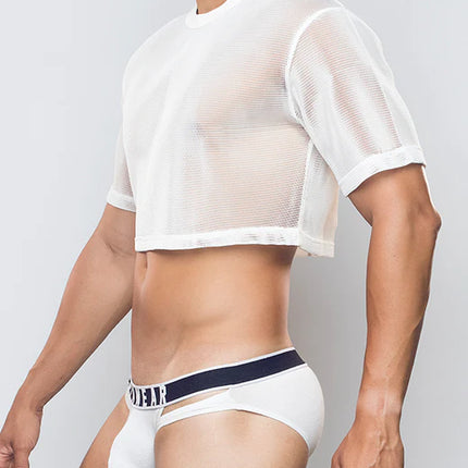 Supawear 3D mesh cropped top white