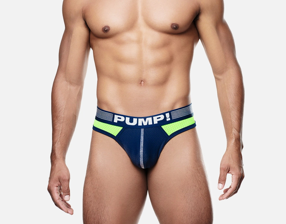 PUMP Surge mesh thong navy/neon green