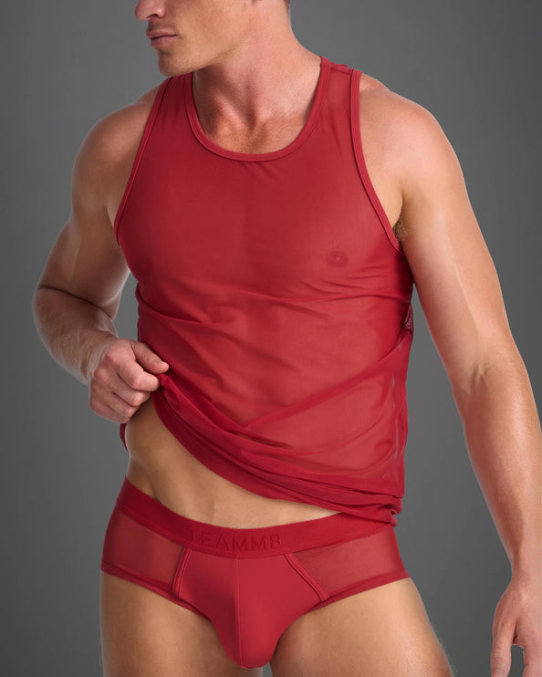 Teamm8 Score Sheer tank mesh red